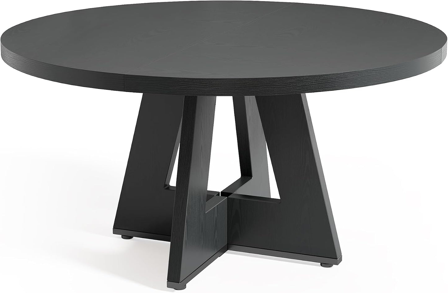Round Dining Table for 4-6 People, 47 Inches Dining Room Table with Wooden Pedestal Base, Black Dinner Tables, Circle Kitchen Tables for Dining Room, Kitchen, Living Room